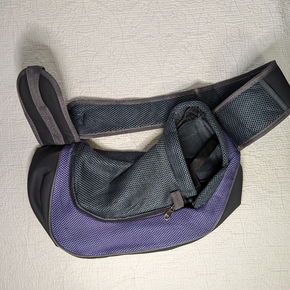 Pet Carrier Sling Bag - Black and Purple